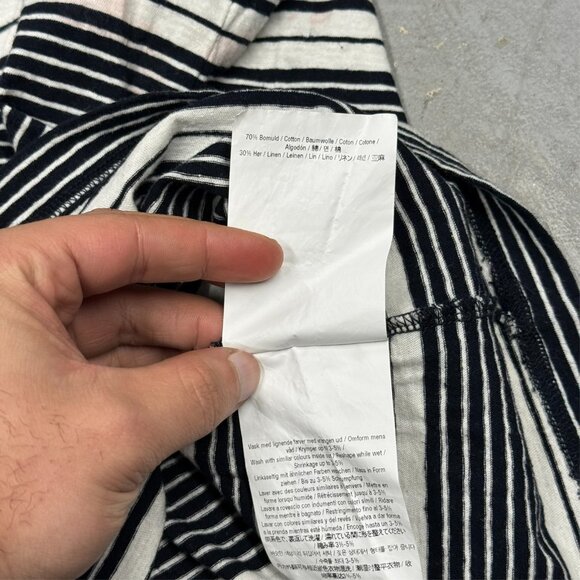 Norse Projects Cotton Linen T-Shirt Short Sleeve Striped Crewneck XS - Picture 7 of 8